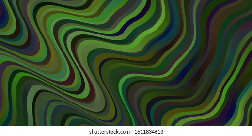 Dark Green vector layout with wry lines. Bright illustration with gradient circular arcs. Pattern for websites, landing pages.