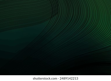 Dark Green vector layout with wry lines. Shining colorful illustration in simple curve style. Abstract design for your web site.