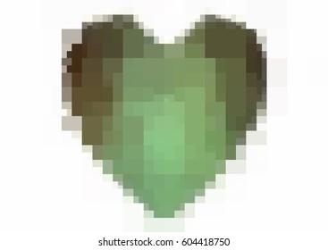Dark Green vector love background with heart. Paper note. Valentine's greeting polygonal card. rectangular illustration for your business. Stock template for your design.