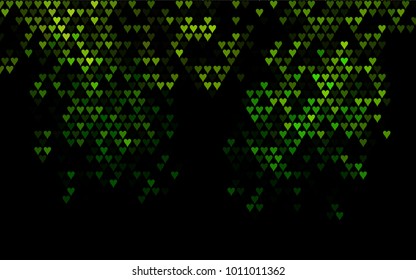 Dark Green vector lovely background with hearts. Valentines greeting card with cute hearts. Abstract pattern for your design, website, ad.