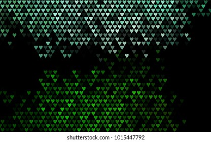 Dark Green vector lovely background with hearts. Valentines greeting card with cute hearts. Abstract pattern for your design, website, ad.