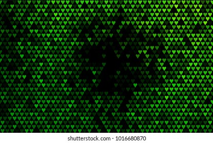 Dark Green vector lovely background with hearts. Valentines greeting card with cute hearts. Abstract pattern for your design, website, ad.