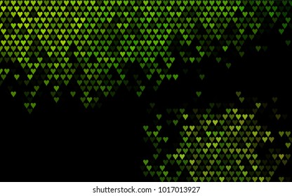 Dark Green vector lovely background with hearts. Valentines greeting card with cute hearts. Abstract pattern for your design, website, ad.