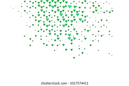 Dark Green vector lovely background with hearts. Valentines greeting card with cute hearts. Abstract pattern for your design, website, ad.