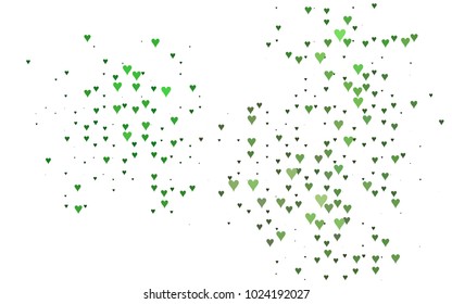 Dark Green vector lovely background with hearts. Valentines greeting card with cute hearts. Abstract pattern for your design, website, ad.