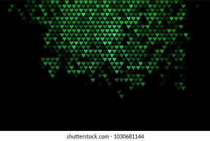 Dark Green vector lovely background with hearts. Valentines greeting card with cute hearts. Abstract pattern for your design, website, ad.
