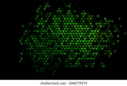 Dark Green vector lovely background with hearts. Valentines greeting card with cute hearts. Abstract pattern for your design, website, ad.