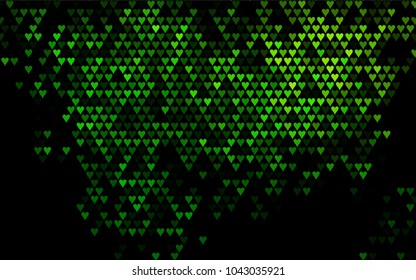 Dark Green vector lovely background with hearts. Valentines greeting card with cute hearts. Abstract pattern for your design, website, ad.