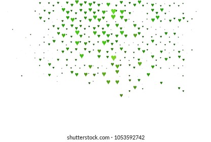 Dark Green vector lovely background with hearts. Valentines greeting card with cute hearts. Abstract pattern for your design, website, ad.