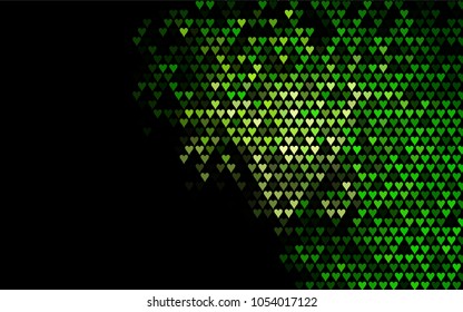 Dark Green vector lovely background with hearts. Valentines greeting card with cute hearts. Abstract pattern for your design, website, ad.