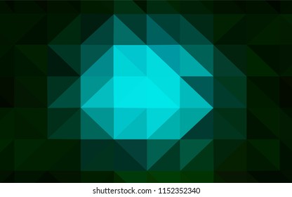 Dark Green vector low poly layout. Shining polygonal illustration, which consist of triangles. Brand new style for your business design.