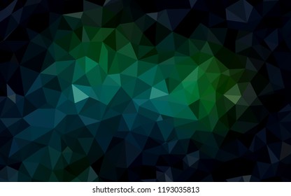 Dark Green vector low poly cover. Glitter abstract illustration with an elegant triangles. Best triangular design for your business.