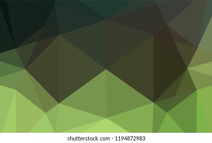 Dark Green vector low poly texture. Shining illustration, which consist of triangles. Triangular pattern for your business design.