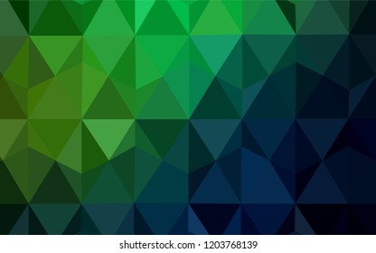 Dark Green vector low poly layout. Triangular geometric sample with gradient.  Brand new style for your business design.