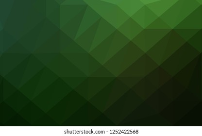 Dark Green vector low poly texture. Brand new colorful illustration in with gradient. Triangular pattern for your business design.