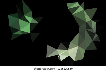 Dark Green vector low poly layout. Triangular geometric sample with gradient.  The textured pattern can be used for background.