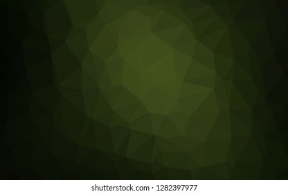 Dark Green vector low poly texture. A completely new color illustration in a vague style. Triangular pattern for your business design.