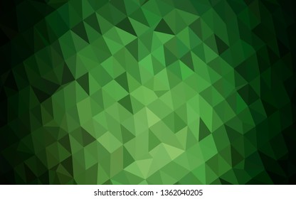 Dark Green vector low poly layout. Shining illustration, which consist of triangles. Brand new style for your business design.