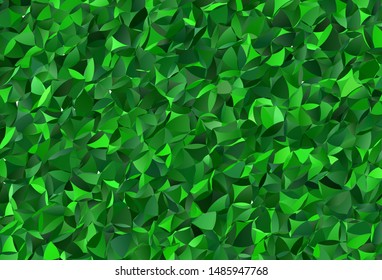 Dark Green vector low poly texture. Polygonal abstract illustration with gradient. Triangular pattern for your design.