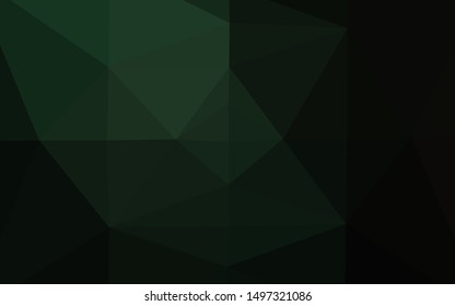 Dark Green vector low poly cover. Colorful illustration in abstract style with gradient. Triangular pattern for your business design.