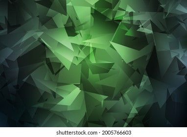 Dunkelgrüner Vektor Low-Poly-Layout. Dreieckige geometrische Probe mit Farbverlauf.  Neue Vorlage für Ihr Markenbuch.