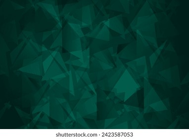 Dark Green vector low poly layout. Triangular geometric sample with gradient.  A new texture for your web site.