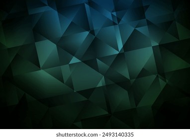 Dunkelgrüne Vektorgrafik Low Poly Layout. Bunte abstrakte Illustration mit Dreiecken. Vorlage für Handy-Hintergründe.