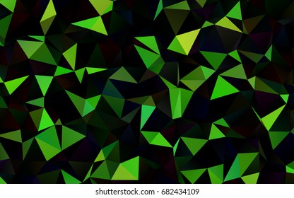 Dark Green vector low poly background. Triangular geometric sample with gradient.  The best triangular design for your business.