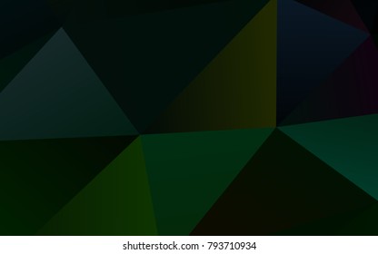 Dark Green vector low poly pattern. Triangular geometric sample with gradient.  The textured pattern can be used for background.