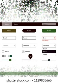Dark Green vector Material Design Kit with dots. Colorful ui/ux kit with header consisted of spheres. This template you can use for websites.