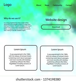 Dark Green vector Material Design Kit with stars. Web ui kit with abstract gradient clouds in its header. This sample is for your landing page.