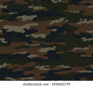 Dark green vector military camouflage, geometric seamless pattern. EPS