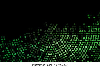 Dark Green vector modern geometrical circle abstract background. Dotted texture template. Geometric pattern in halftone style with gradient. 