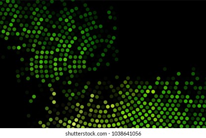 Dark Green vector modern geometrical circle abstract background. Dotted texture template. Geometric pattern in halftone style with gradient. 