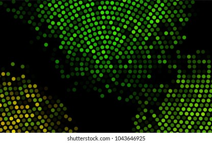 Dark Green vector modern geometrical circle abstract background. Dotted texture template. Geometric pattern in halftone style with gradient. 