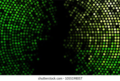 Dark Green vector modern geometrical circle abstract background. Dotted texture template. Geometric pattern in halftone style with gradient. 