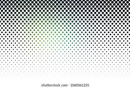Dark Green vector modern geometrical circle abstract background. Dotted texture template. Geometric pattern in halftone style with gradient. 