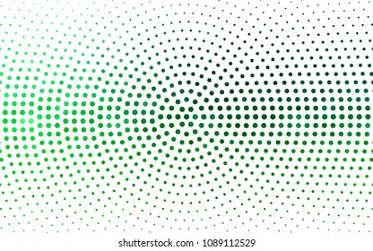 Dark Green vector modern geometrical circle abstract background. Dotted texture template. Geometric pattern in halftone style with gradient. 