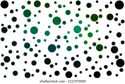 Dark Green vector modern geometrical circle abstract background. Dotted texture template. Geometric pattern in halftone style with gradient. 