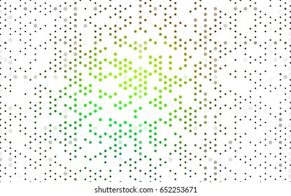 Dark Green vector modern geometrical circle abstract background. Dotted texture template. Geometric pattern in halftone style with gradient. 