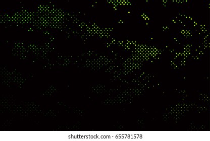 Dark Green vector modern geometrical circle abstract background. Dotted texture template. Geometric pattern in halftone style with gradient. 
