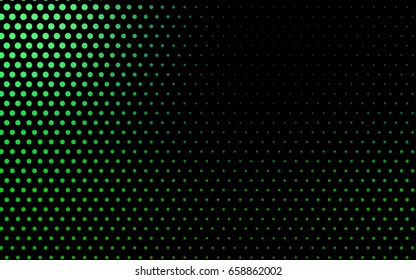 Dark Green vector modern geometrical circle abstract background. Dotted texture template. Geometric pattern in halftone style with gradient. 