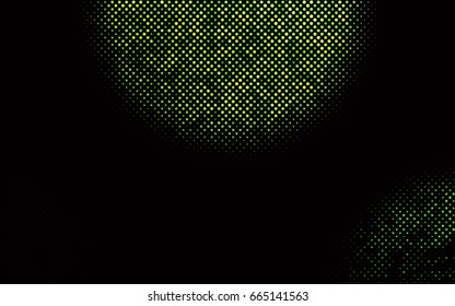 Dark Green vector modern geometrical circle abstract background. Dotted texture template. Geometric pattern in halftone style with gradient. 