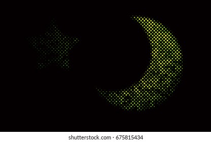 Dark Green vector modern geometrical circle abstract background. Dotted texture template. Geometric pattern in halftone style with gradient. 