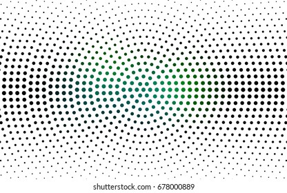 Dark Green vector modern geometrical circle abstract background. Dotted texture template. Geometric pattern in halftone style with gradient. 