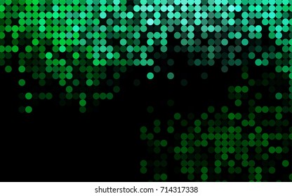Dark Green vector modern geometrical circle abstract background. Dotted texture template. Geometric pattern in halftone style with gradient. 