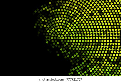 Dark Green vector modern geometrical circle abstract background. Dotted texture template. Geometric pattern in halftone style with gradient. 
