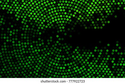 Dark Green vector modern geometrical circle abstract background. Dotted texture template. Geometric pattern in halftone style with gradient. 