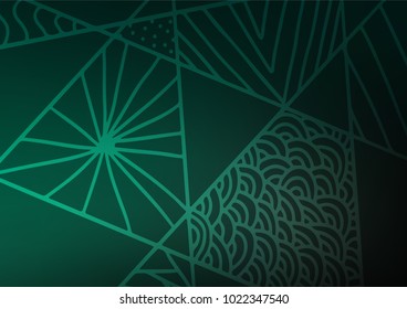 Dark Green vector natural abstract pattern. Colorful abstract illustration with lines in Asian style. The completely new template can be used for your brand book.