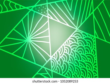Dark Green vector natural abstract texture. Geometric doodle illustration in Origami style with gradient. Brand-new design for your business.